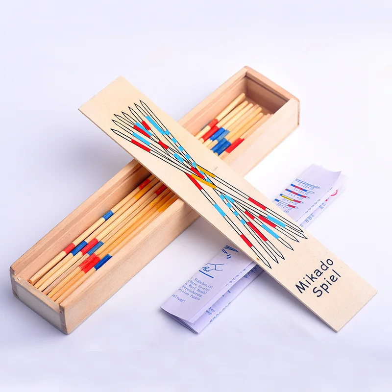 Hot Baby Educational Wooden Traditional Mikado Spiel Pick Up Sticks With Box Kids Funny Learning Game Toys Gift New Sale