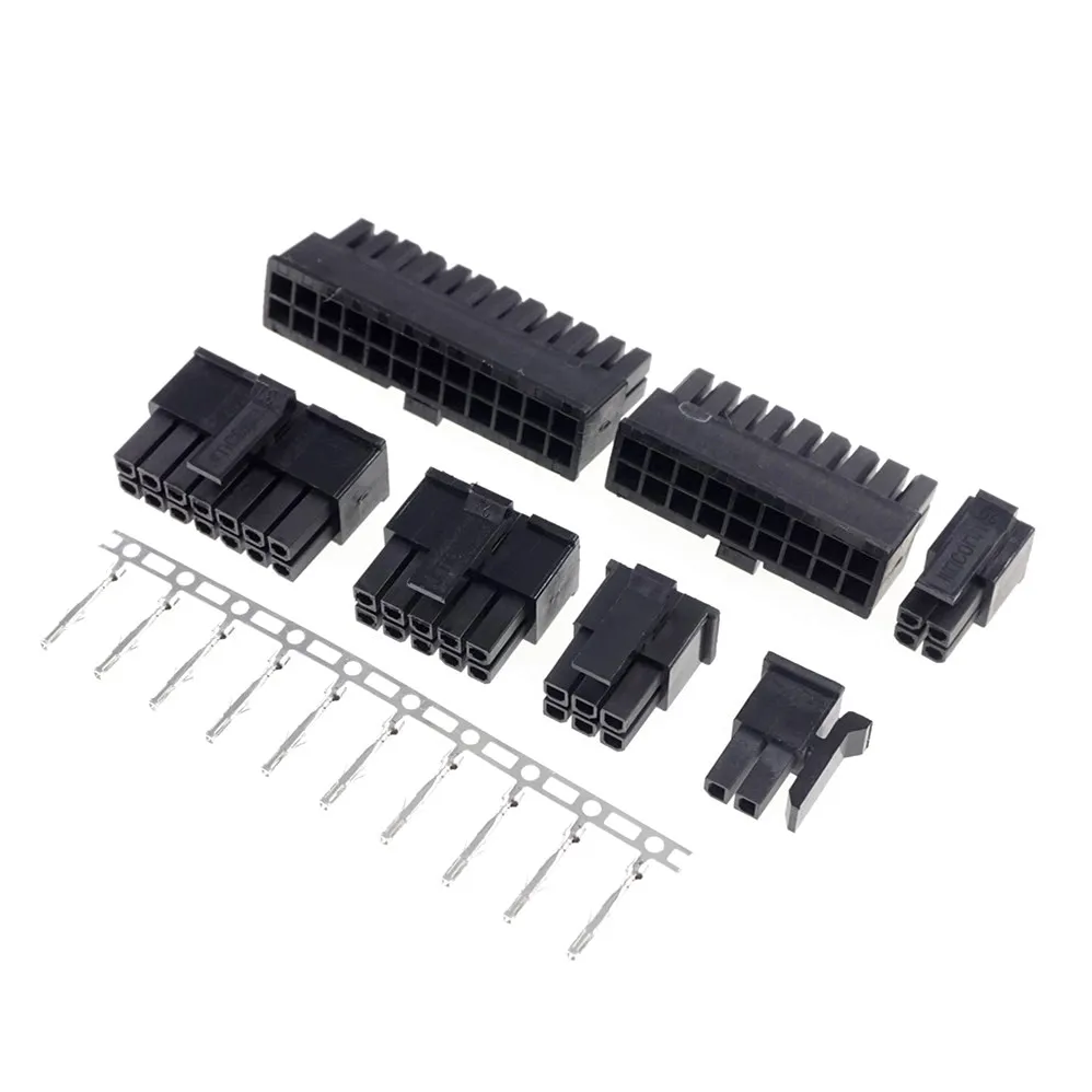 10 juegos de carcasa de receptáculo de conector Micro-Fit 3,0 de 3,0mm 2 pines 4 6 8 10 12 14 16 18 20 22 24 P carcasa macho + Terminal Molex 43030