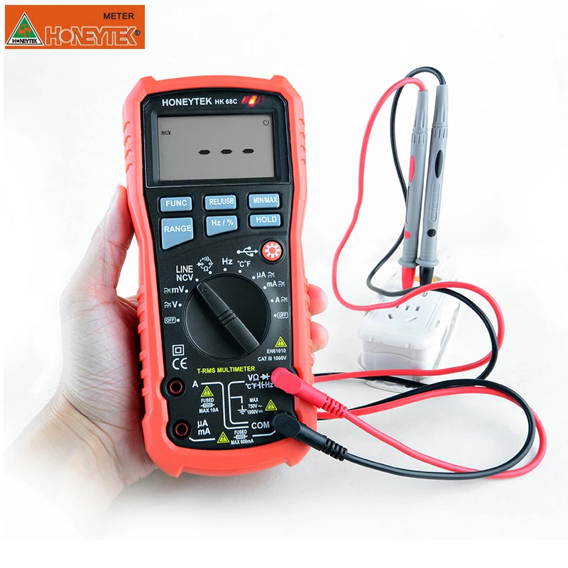 HONEYTEK True RMS multimetro digitale AC/DC tensione corrente Tester multimetro tenuto in mano Auto Range Tester digitale voltmetro