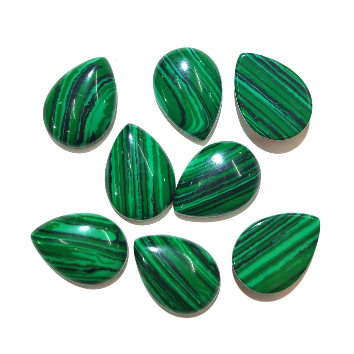 Imagem -03 - Malachite Stones para Faça Você Mesmo Jewelry Making no Hole Water Drop Shape Cabochon 12x16 mm 13x18 mm 15x20 mm 18x25 mm 100 Pcs Natural