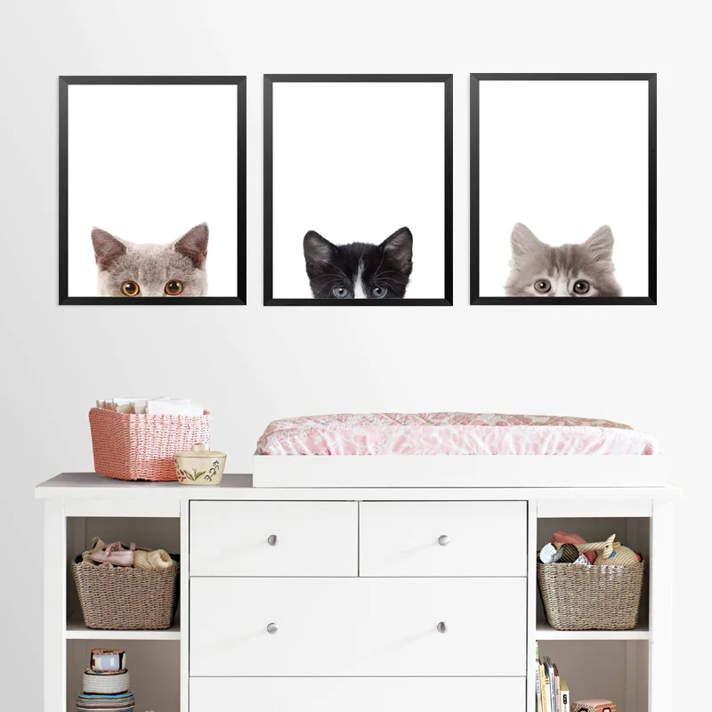 Nordic Cute Cartoon Kitten Bulldog Poster Fashion Wall Art Modular Pictures Bedside Canvas Painting Modern Home Decor