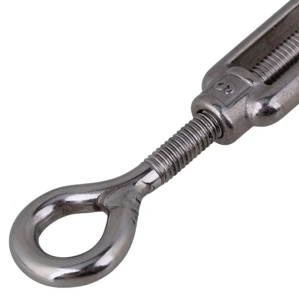 Silver 304 Stainless Steel European Style Eye & Eye Turnbuckle M4/M5/M6 Turnbuckle Adjustable Wire Rope Tensioner