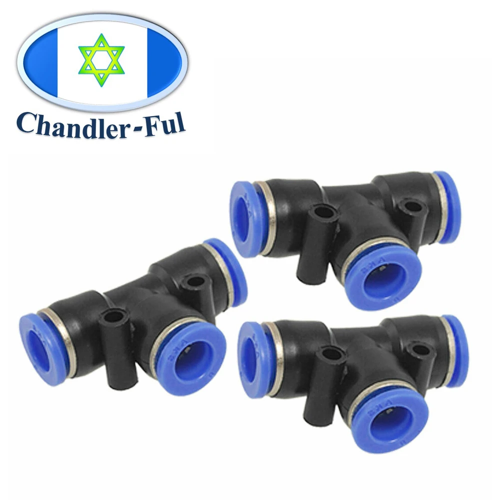 10PCS T  L Style Fittings Push in Pneumatic Elbow Connector 8mm Air Line Quick Tee Fittings Push-to-Connect Fit