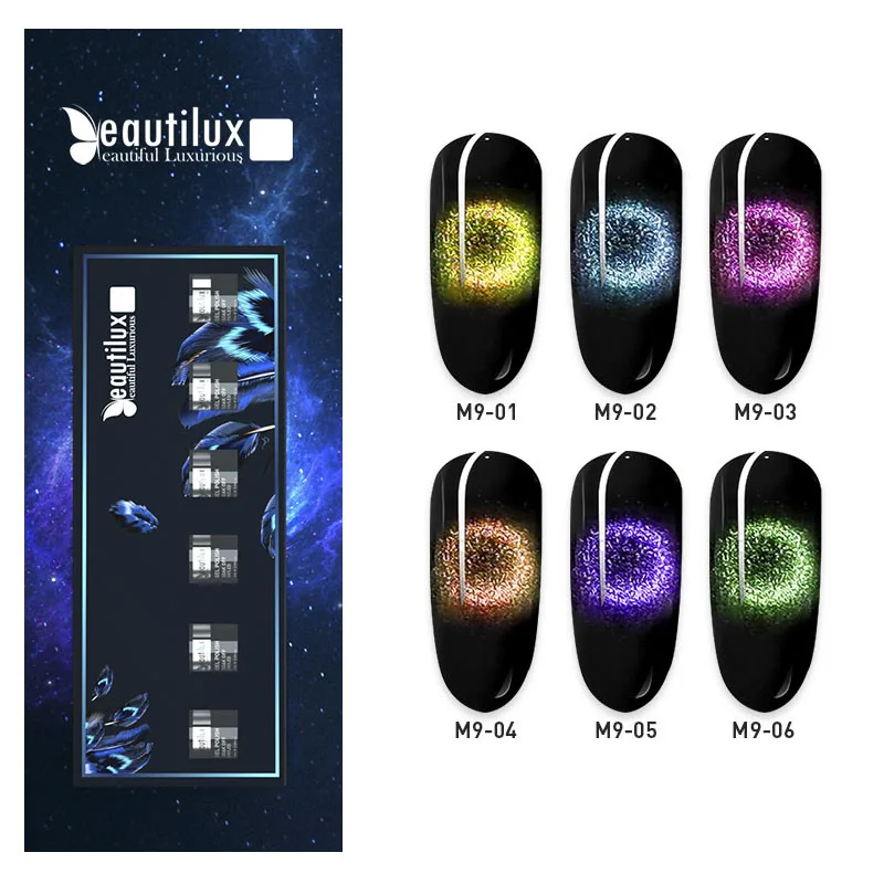 

Beautilux Гель-лак для ногтей 9D Galaxy Cat Eye Gel Лак для ногтей Много магнитных УФ-светодиодных гелей Лак Полуперманентный лак для ногтей 6 шт. / Компл.
