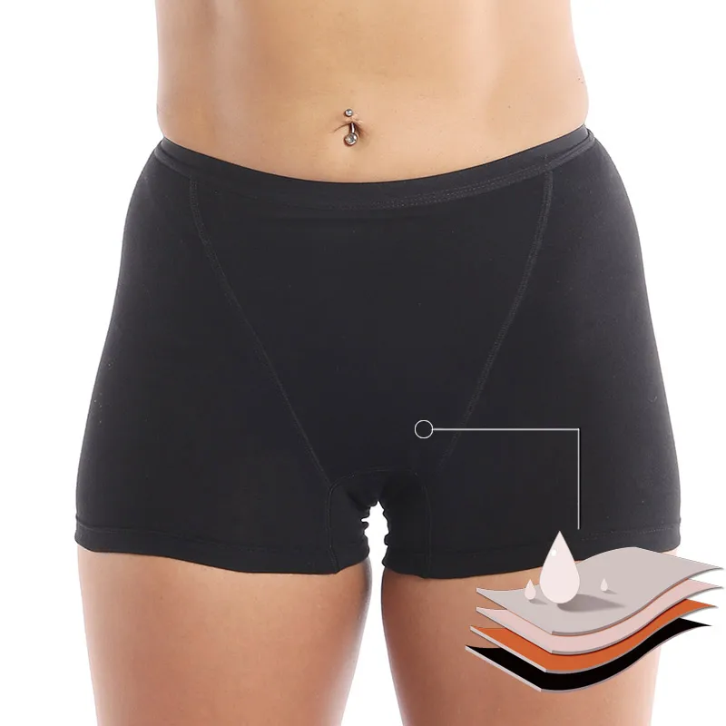 

High Waist 4 Layer Menstrual Leakproof Boxer Briefs 120 ml Super High Absorption Women's Period Panties Shorts Dropshipping