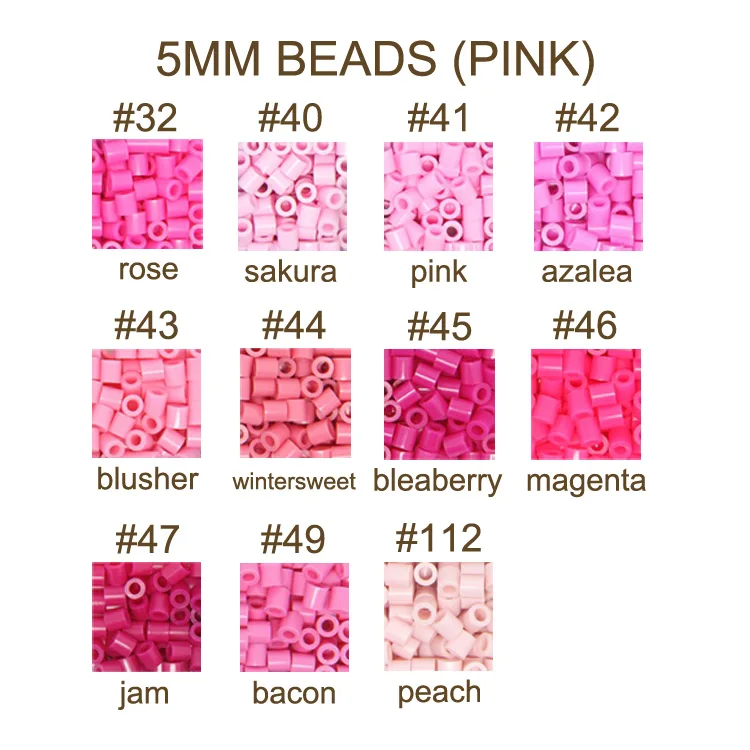 Rosa 5mm Perlen 1000 Stück Pixel Art Hama Perlen Eisen-Schmelzperlen DIY Puzzles Geschenk Spielzeug – Detail 3