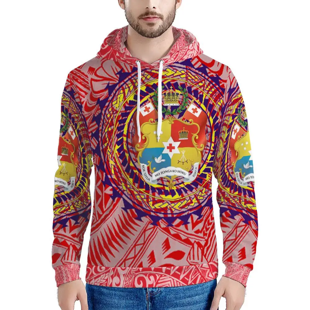 Tonga Hot Sell Polynesian Printing Men's Hoodies Sweatshirt Customize Your Design Standard Oversized Pullover Hoodie With Zipper