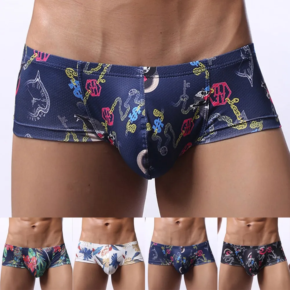 Sexy U Pouch Briefs Bulge U Pouch Panties Men\'s Sexy Printed Lingerie Low Rise Men\'s Underwear Fashion Gays Low Waist Underpants