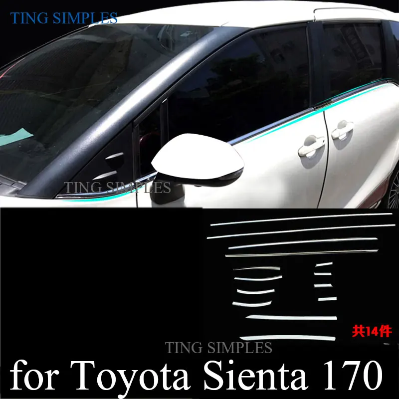 Stainless Steel Window Moulding Cover Strip Trim Kit For Toyota Sienta 2015 2016 2017 2018 Silver Window Sticker Car Accessories