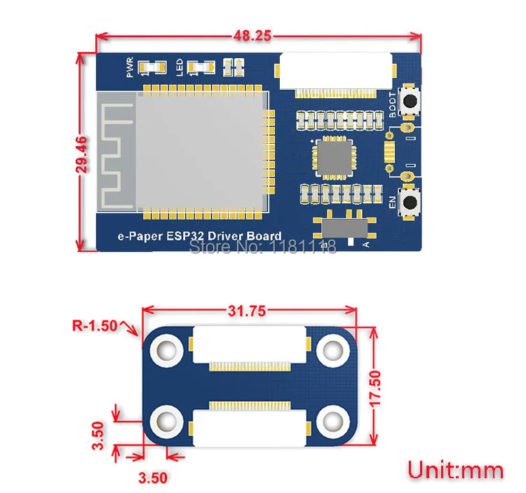 Universal e-Paper Raw Panel Driver Board, ESP32 WiFi / Bluetooth Wireless