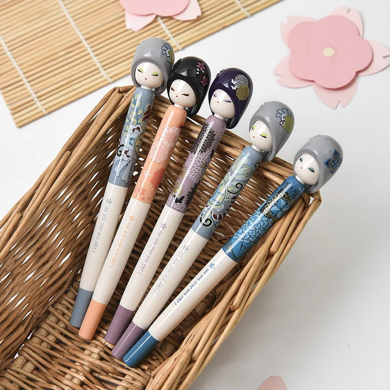 32 pcs/lot Creative Sunny Doll Gel Pen Cute 0.5 mm black Ink Signature Pens Promotional Gift Office School Supplies