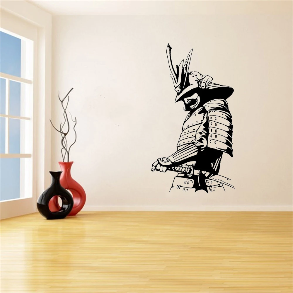 Japanese Samurai Asian Warrior Fighter Sword Wall Stickers Vinyl Home Decor For Living Room Bedroom Decals Removable Murals