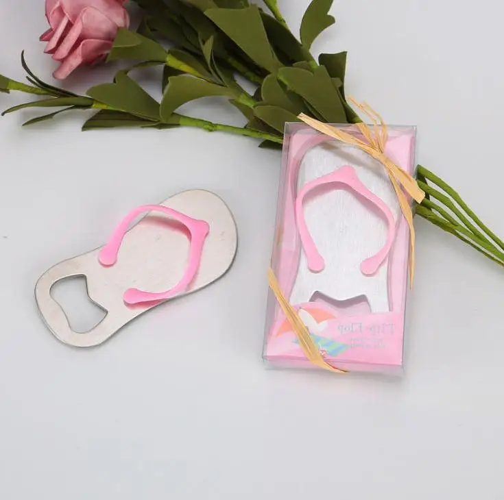 

500pc Wedding Favor and Gifts Stainless Steel Flip Flop Opener Slippers Beer Bottle Opener Bridal Baby Shower Gift Box Wholesale