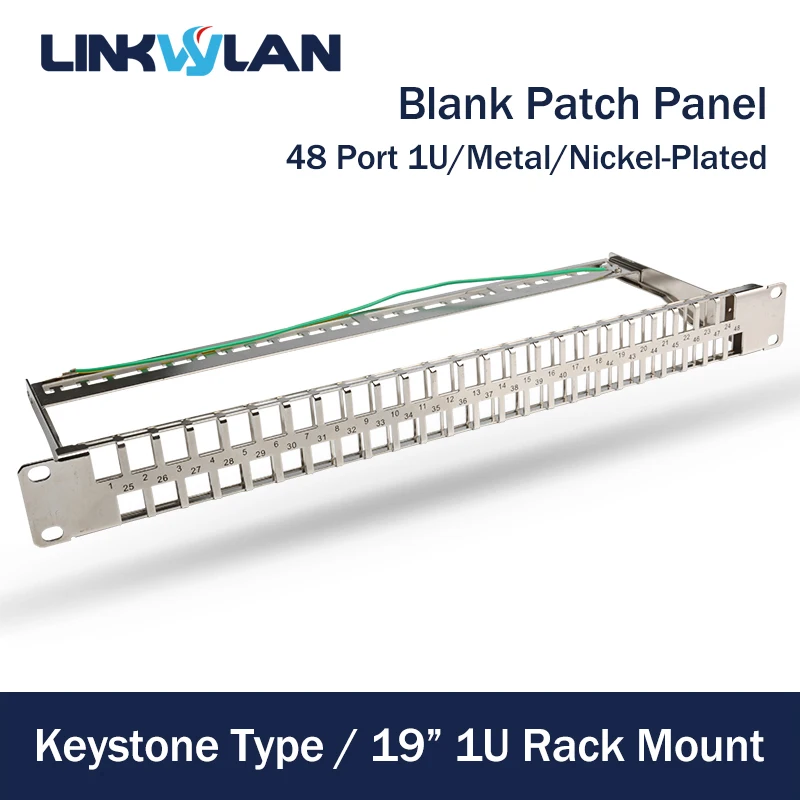 19 Inch 1U 48 Ports Blank Patch Panel Modular Type For Keystone Jacks