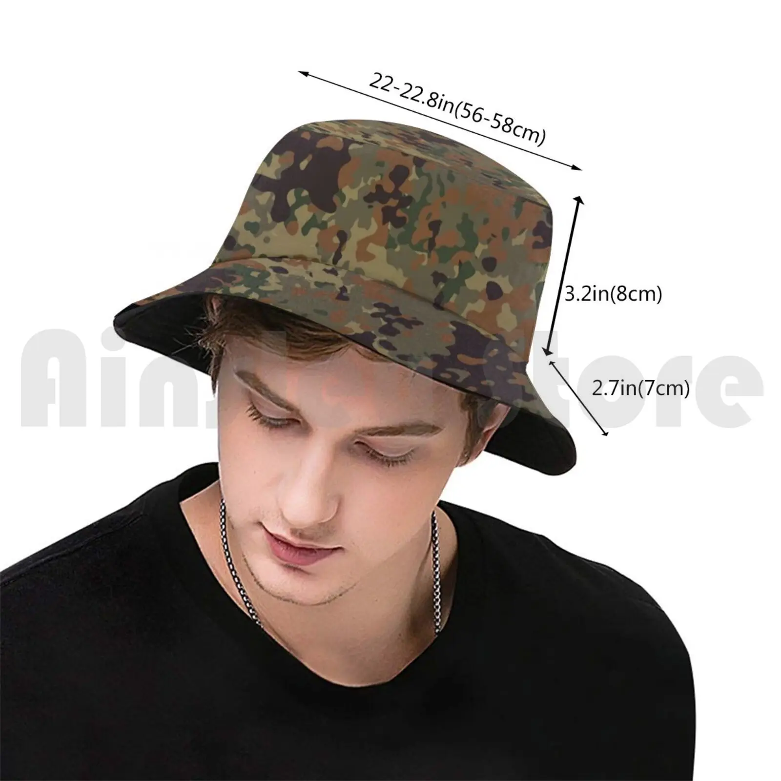 Flecktarn Pattern Camouflage Sun Hat Foldable UV Protection German Germany Bundeswehr Fleck Flecktarn Tarnung Camo