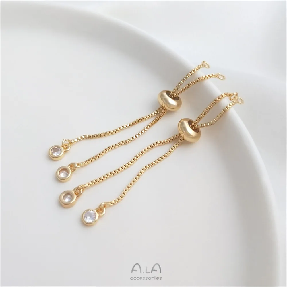 Cuentas de gel de sílice chapadas en oro de 14K, cadena de extensión ajustable, colgante corto de circón, pulsera DIY, cadena de extensión de joyería