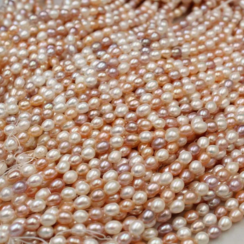 Pearl white/pink/purple rice 5-6mm  freshwater pearl 14inch  for DIY jewelry making FPPJ wholesale  nature