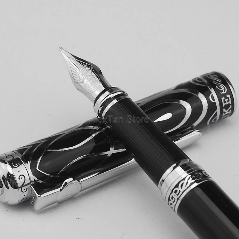 

Duke Noble Ruby Fountain Pen Iridium Medium Nib Black Barrel & Silver Cap For Business Office Home School Supplies