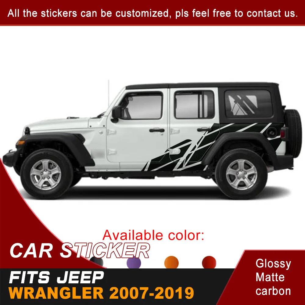 

Car Stickers Side Body Irregular Stripe Stone Graphic Vinyl Car Decals Customized Fit For Jeep Wrangler Unlimited 2007-2019