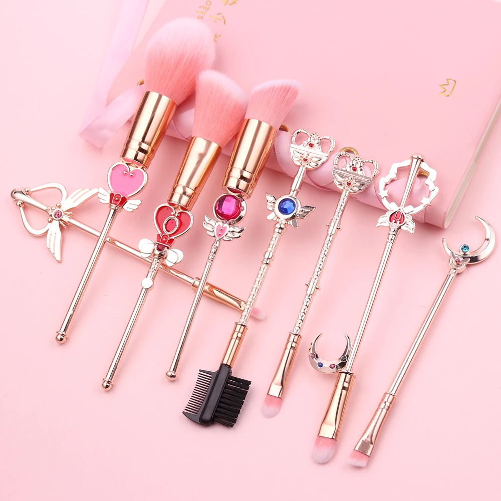 Hot! Beauty Anime Cardcaptor Sakura Makeup Brushes Set Tools Kit Powder Loose Eye Shadow Blush Synthetic Hair Best Gift Cosmetic