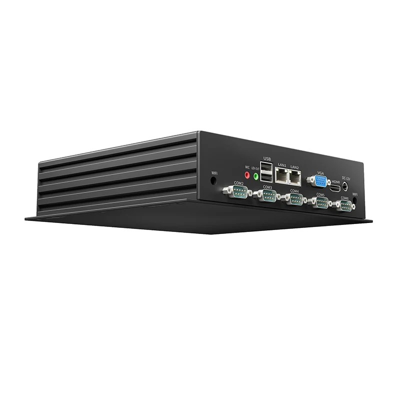 BKHD Fanless Mini PC Core I3 3217U I5 3317U Windows 10ทนทาน ITX กรณีคอมพิวเตอร์อุตสาหกรรม2 LAN HDMI 6 COM RS232ฝัง J1900