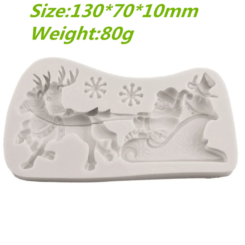 Christmas Deer Sleigh Silicone Mold Snowflake Shape Fondant Resin DIY Cake DDecorating Lace Tools Sugar Paste Candy Moulds