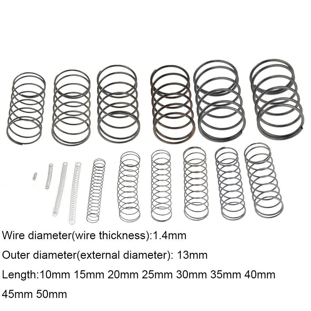 

10PCS 1.4*13*10-50mm Spring Steel Small Compression Release Mechanical Return Spring Pressure Spring OD 13mm 1.4x13x10-50mm