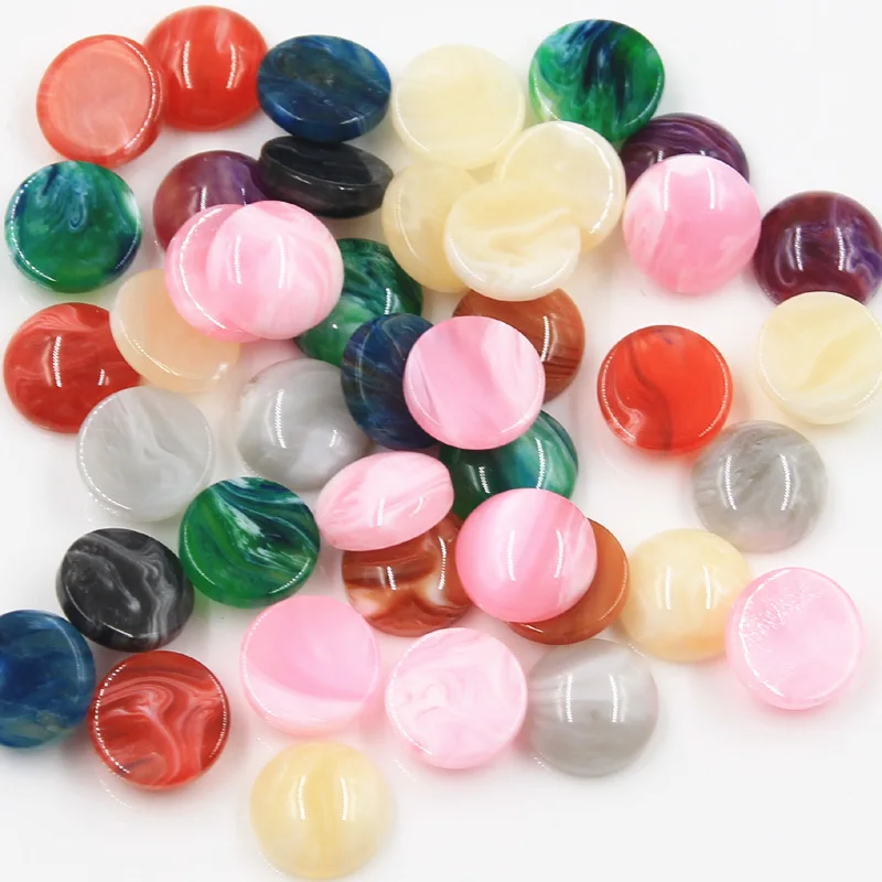 50pcs 12mm Mix Colors Stone Button Bright Flat Back Resin Cabochons Cameo Fit DIY Cabochons Tray Earrings Rings Accessories