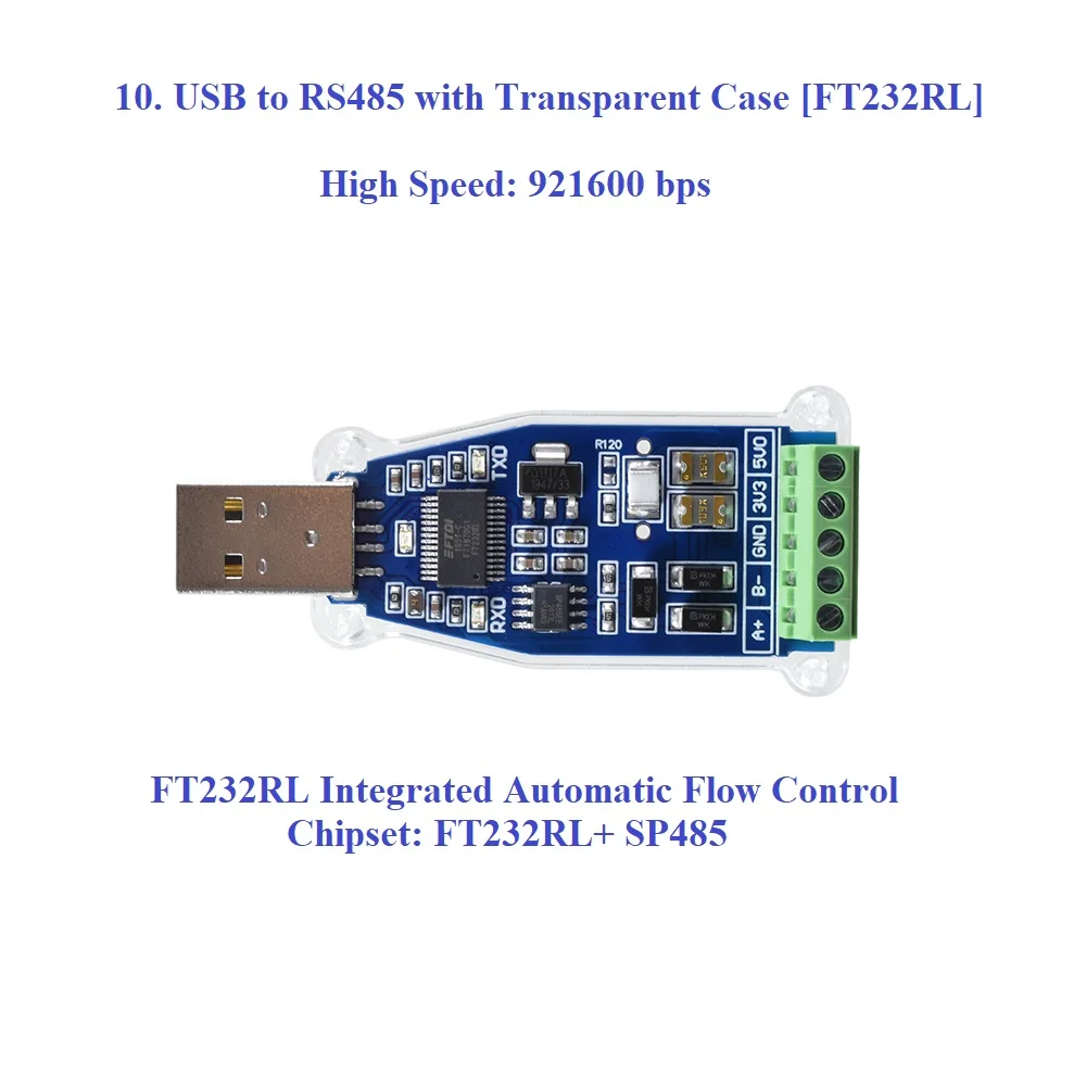 USB to RS485 RS422 Module Adapter, USB to 485 422 Communication Module Converter with FT232 CP2102 CH340 Chip