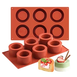 6 Cavity Cylinder Cup Shape Mousse Cake Mold For Making Chocolate Muffin Ice Shot Glass Mould Flower Plant Pot Concrete Tool