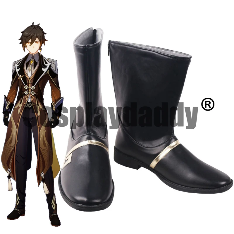 Genshin Impact Liyue Harbor Archons Wangsheng Geo Archon Vago Mundo Zhongli Cosplay Shoes Boots S008