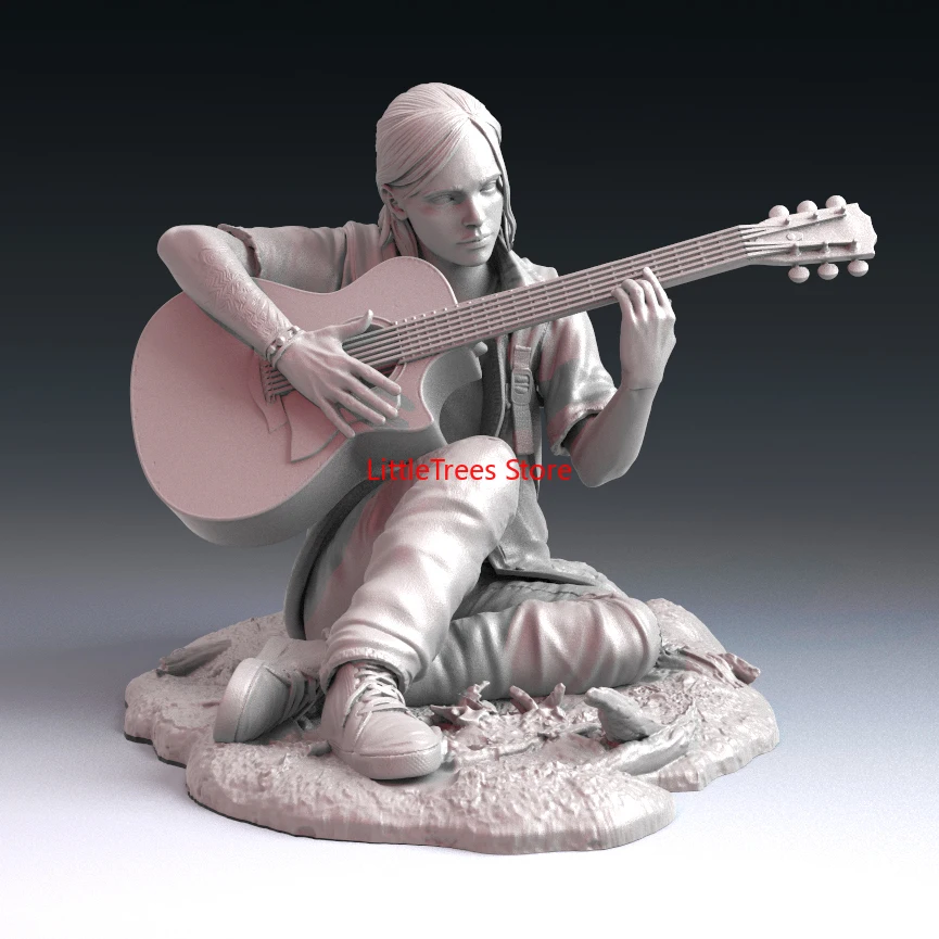 60mm Resin Model Kits Girl Play Guitar 3D Print Figure RW-069