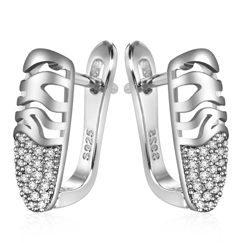 Kinel Simple Micro Wax Inlay Stud Earrings Women Fashion Wedding Jewelry Tibetan silver Natural Zircon Earring For Girl Gift