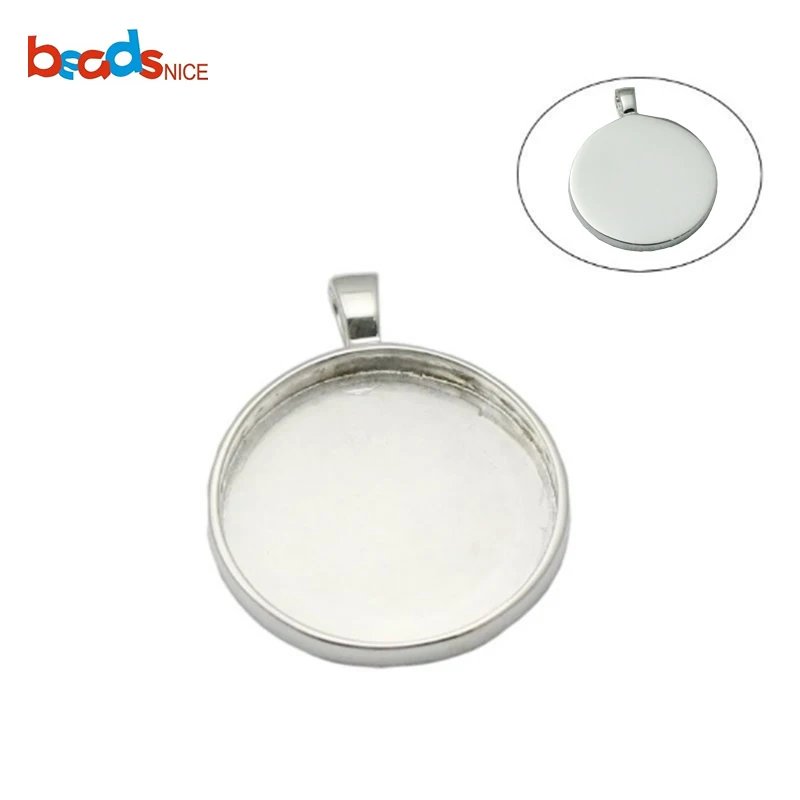 Beadsnice ID33659smt17 DIY Jewelry High Quality Silver Bezel Cups 925 Sterling Silver Cabochon Base 25 mm Round Bezel Tray