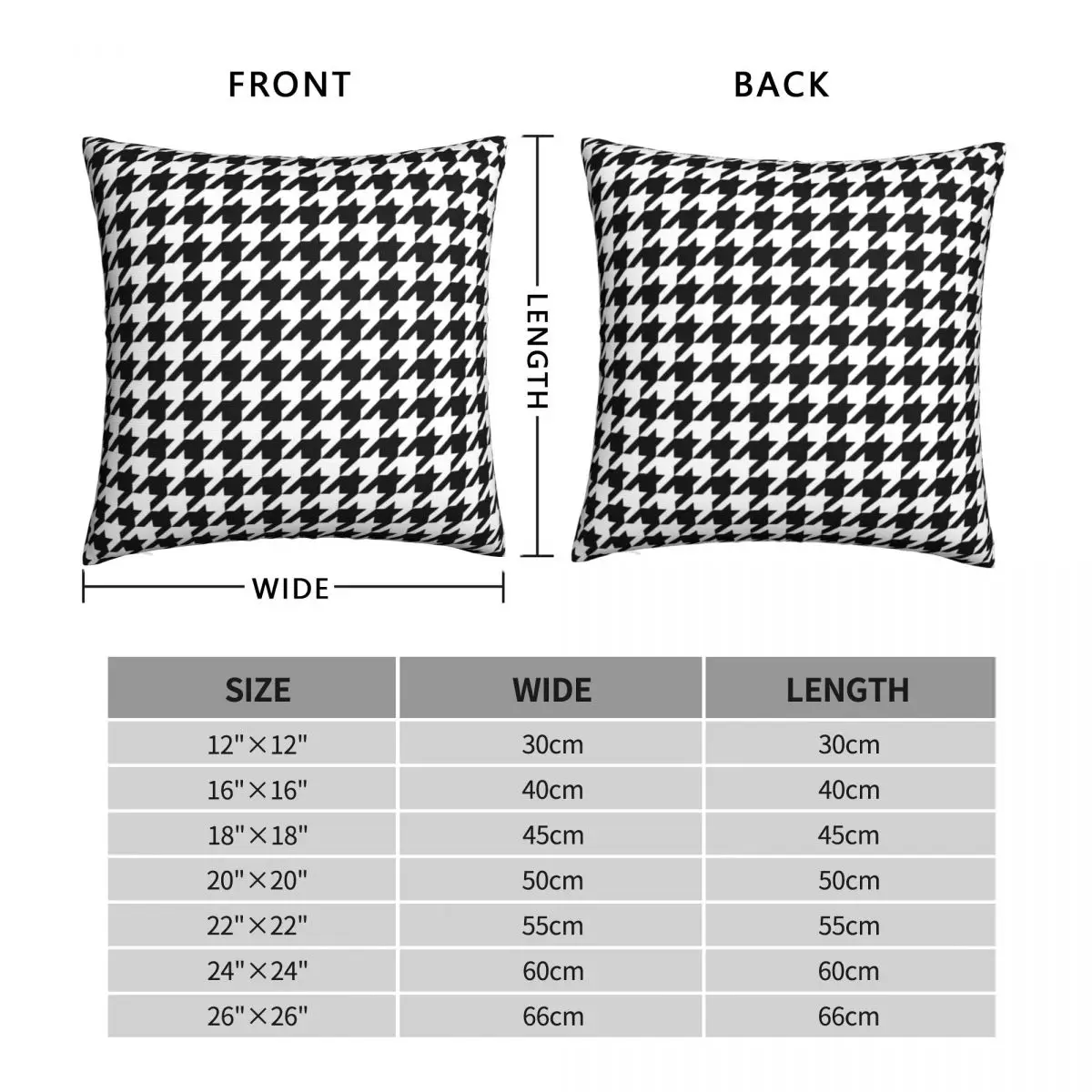 Dogtooth Houndstooth Square ปลอกหมอนโพลีเอสเตอร์ผ้าลินินกำมะหยี่รูปแบบ Zip โซฟาตกแต่งโซฟาเบาะ