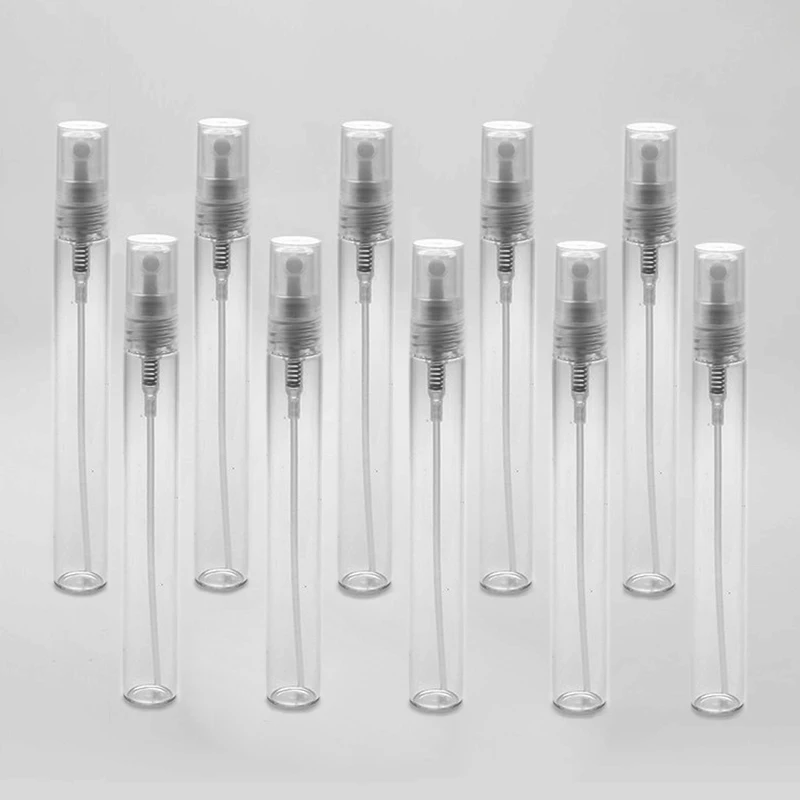 50Pcs 2ml 3ml 5ml 7ml 10ml Mini Portable Refillable Travel Transparent Glass Spray Bottle Perfume Atomizer Bottle Bottle Tool