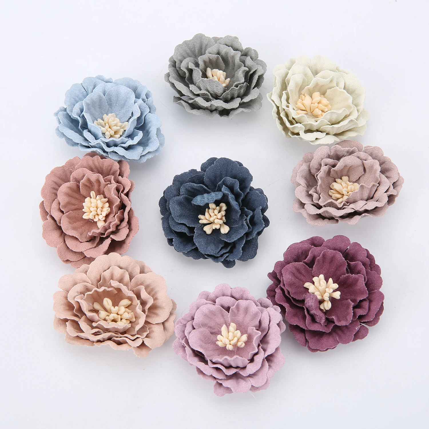 5PCs Artificial Microfiber Flowers 4cm Fake Flowes Heads Home Party Wedding Decoration DIY Headdress Corsage Brooch Accessories