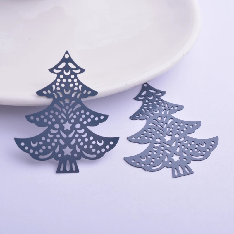 30pcs Ac4270 35*40mm  Filigree Christmas Tree Charms Brass Trees Pendant DIY Earring Findings