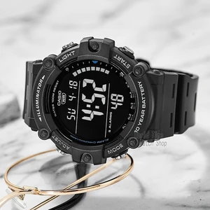 Men's Waterproof Military Casio, 100m Top Set, Digital Sport Quartz, ten years of electricity, AE-1500WH-8B 12 Main Sales Casio Men's Watch - №8