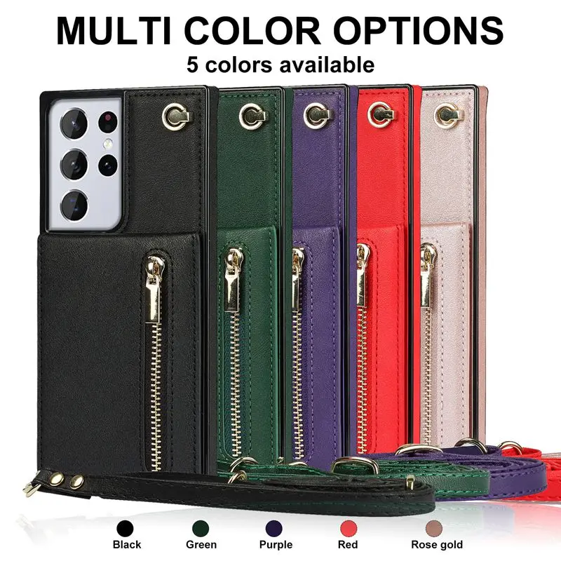 For samsung galaxy s21 s20 FE s10 S9 plus Note 20 ultra 10 9 pro A90 5G Case Cover wallet card strap belt luxury leather holder