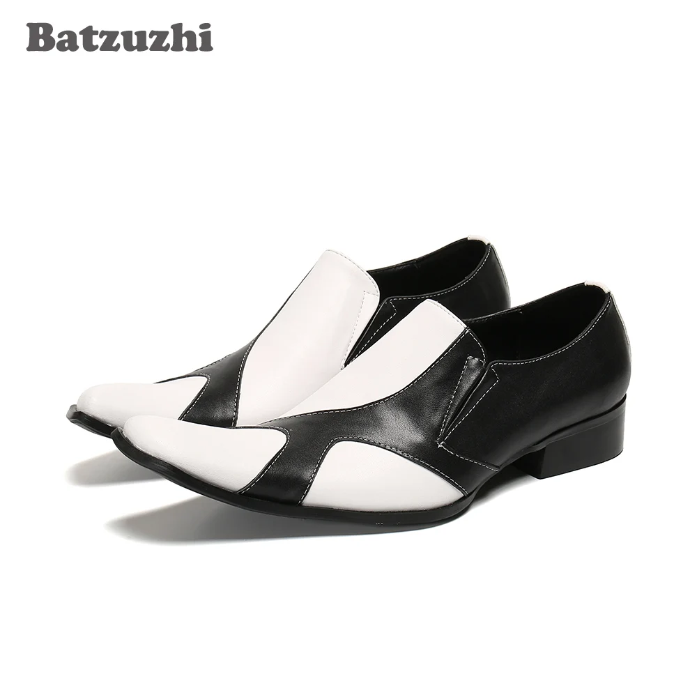 

Batzuzhi Luxury Handmade Men's Shoes Fashion Black White Formal Dress Shoes Men Business, Party and Wedding Shoes Male, EU46