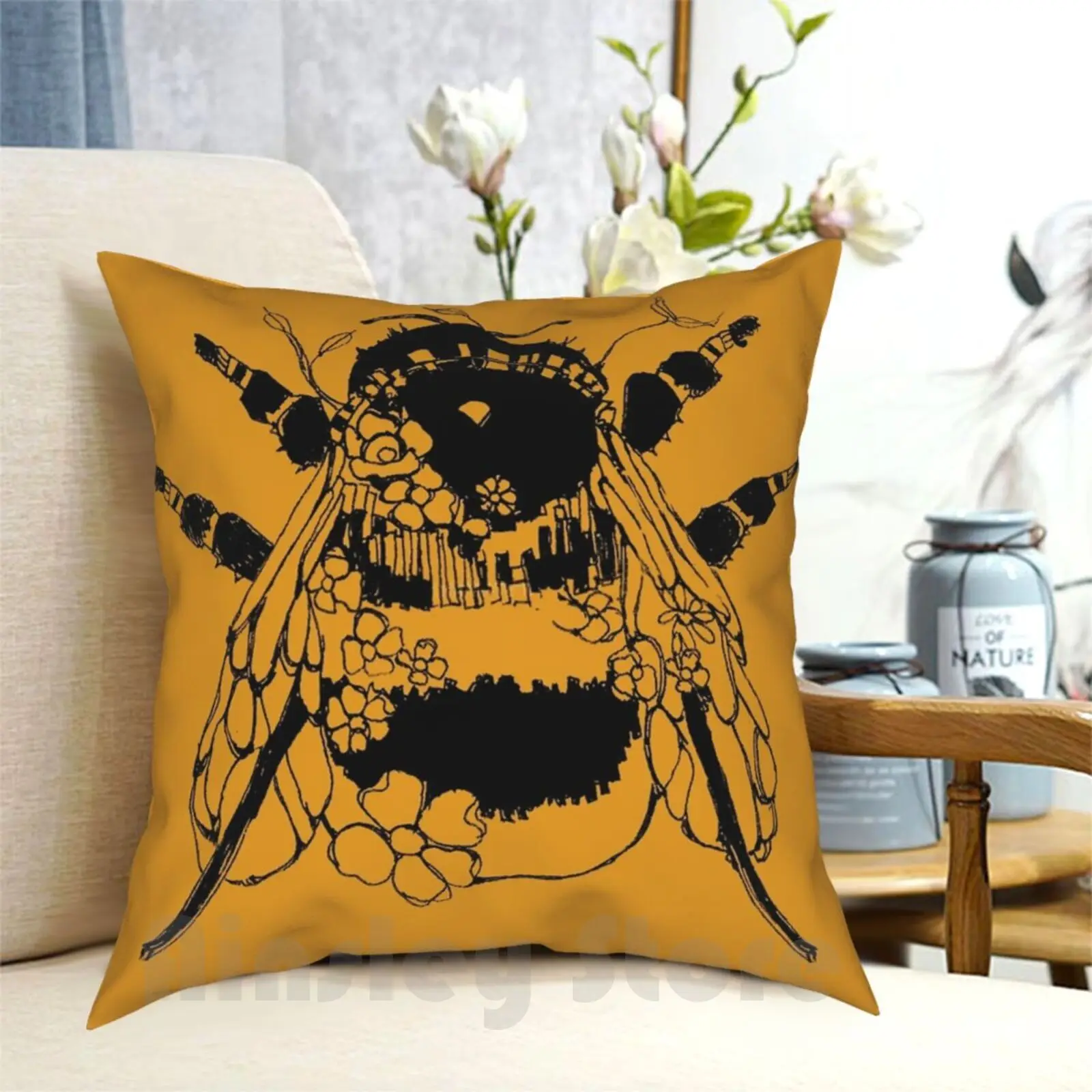 Bumblebee Pillow Case Printed Home Soft Throw Pillow Artkimeemac Bumblebee Bee Bees Honey Bee Orange Bumble Bee Save The