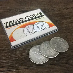 Triad Coins (Morgan version) by Joshua Jay Magic Tricks Clsoe Up Disappearing Coins Magia Illusion Gimmick Props Accessaies