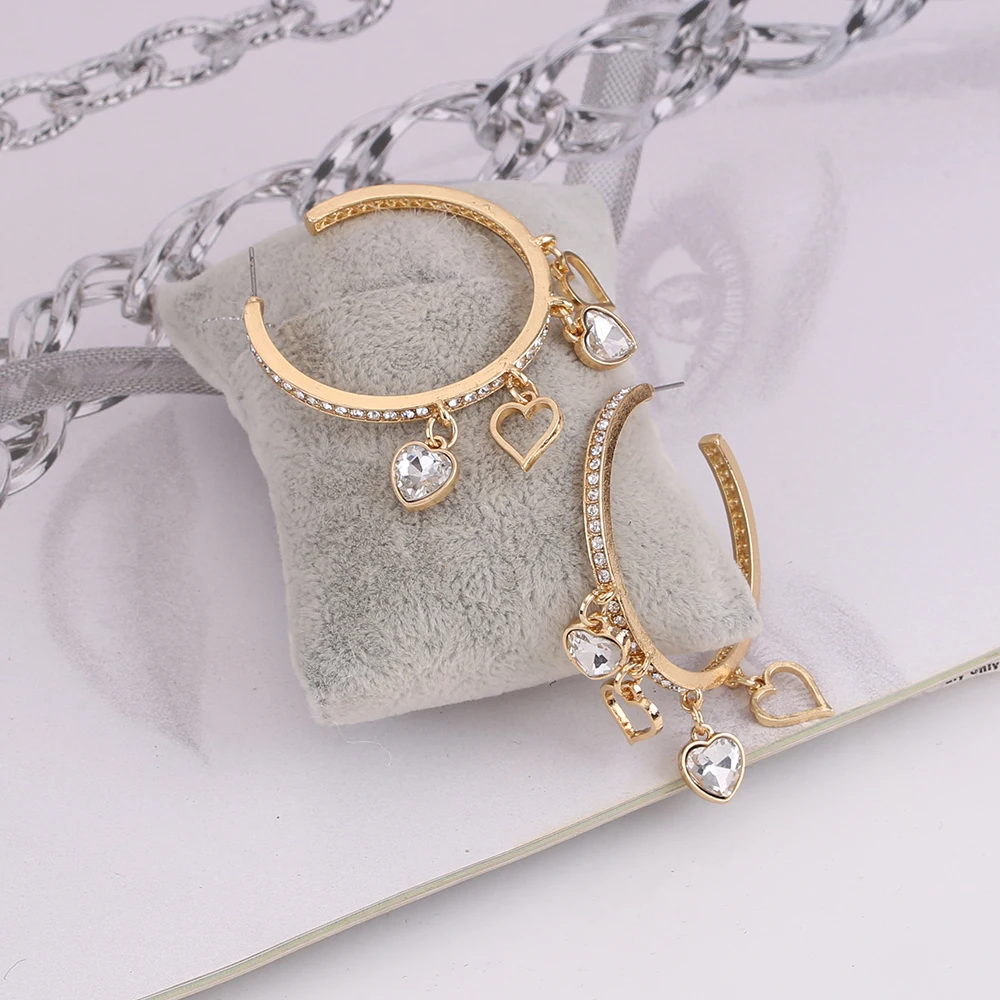 2026 Nieuwe Boheemse Kristallen Clip Oorbel voor Vrouwen Veelkleurige Hart pendientes Kleine Oorbel Bruids Bruiloft Oor Clip Sieraden Geschenken