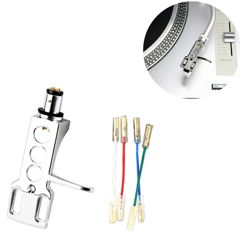 1Set Universal LP Disc Record Player Phono Turntable Headshell Cartridge Rack with 4 Leadwires for Direct-Drive Turntable