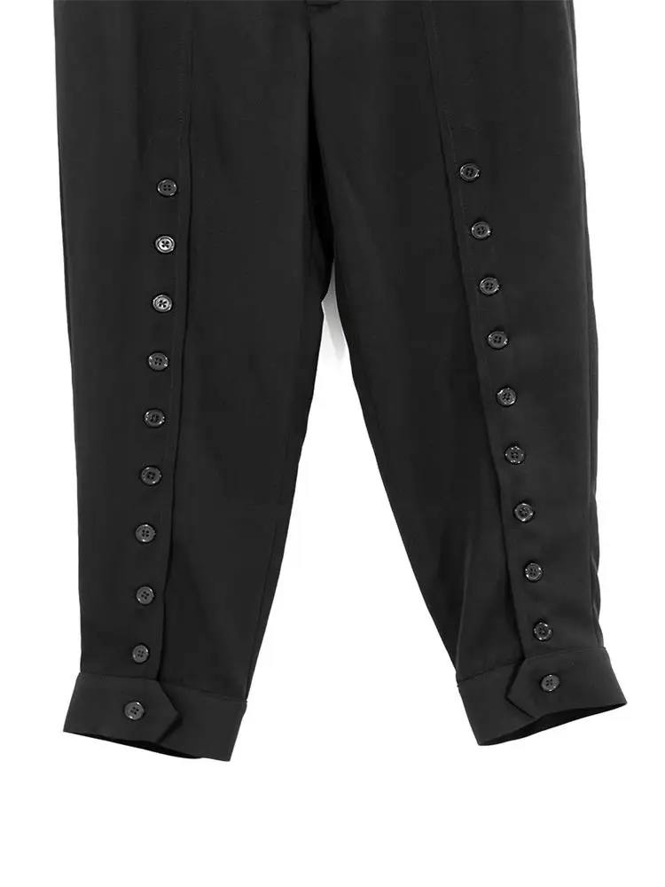 Pantalon Harlem décontracté pour hommes, slim, design multi-boutons, couture, grande taille, noir, ample, neuf cent, nouvelle collection