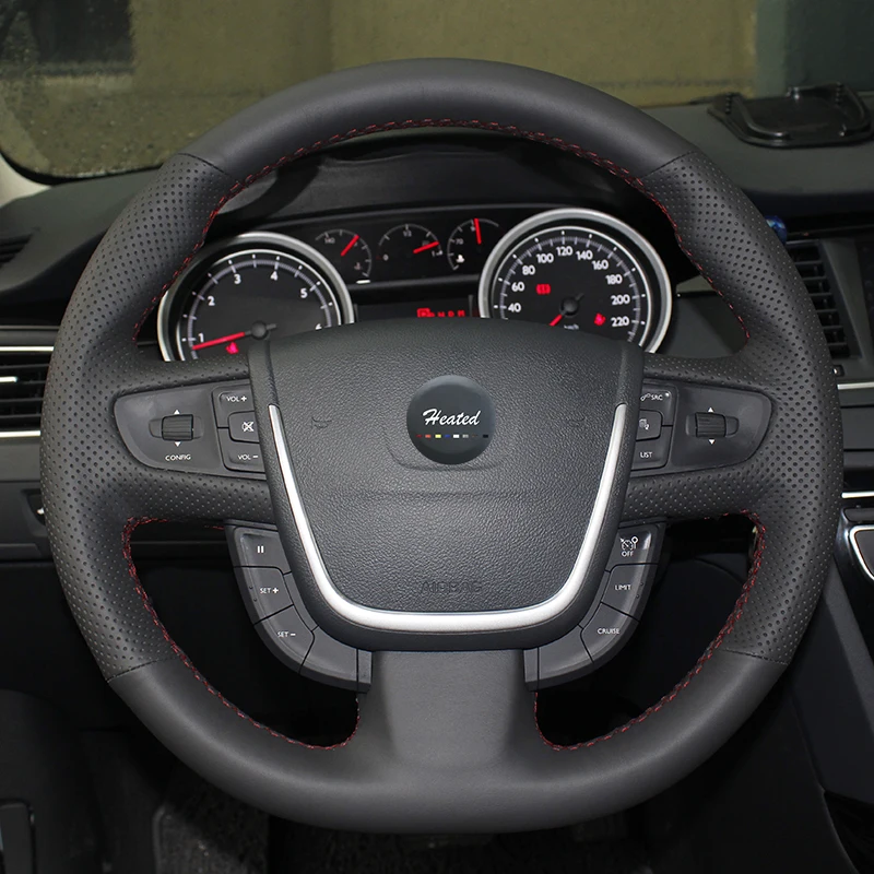 DIY Steering Wheel Cover for Peugeot 508 Extremely Soft Leather braid on the steering wheel of Car Interior Accessories