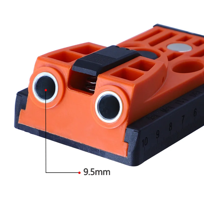 Maschera per fori tascabili regolabile per giunti in legno da 9.5mm punte per trapano con localizzatore di fori obliqui guida per trapano in plastica ABS strumenti per la lavorazione del legno