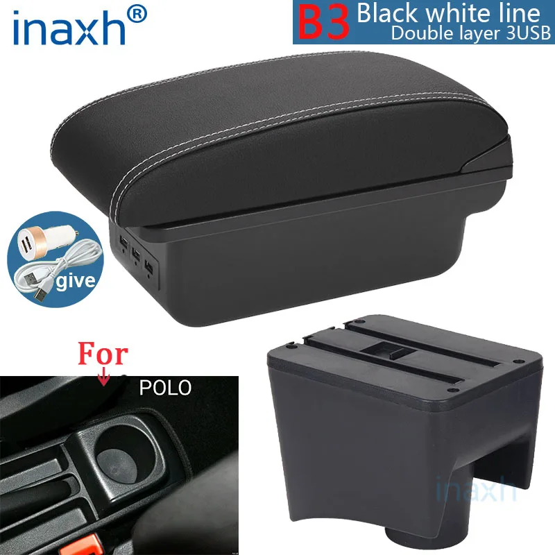 Voor Volkswagen POLO Armsteun nieuwe Voor VW POLO Mk5 6R Vento Auto Armsteun doos Interieur Onderdelen Opbergdoos Auto Accessoires 2012-2018USB