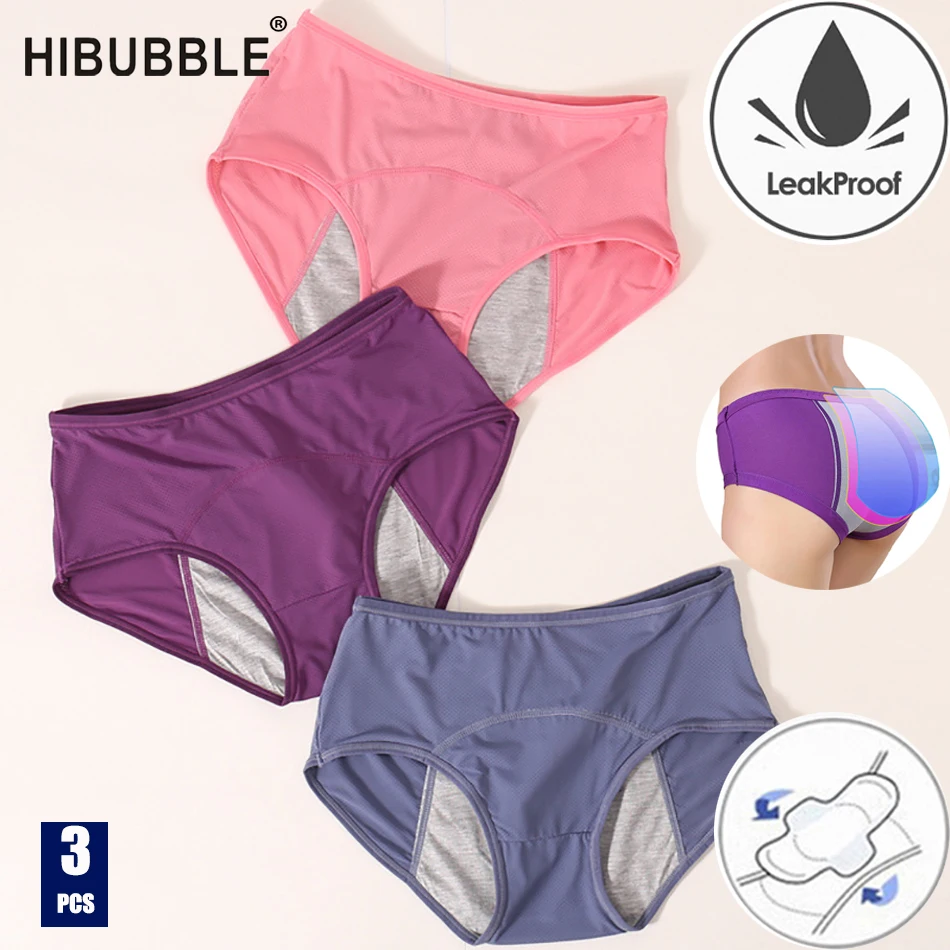 3pcs Menstrual Panties Physiological Pants Leak Proof Women Underwear Period Mesh Breathable Briefs Plus Size Underwear L-8XL